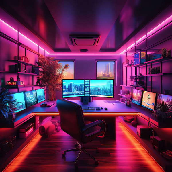 霓虹灯科幻设计办公空间Midjourney灵感图库-_设计智库－全球设计案例智能库_OJBKAI.COM-全球设计案例智能库_OJBKAI.COM设计智库