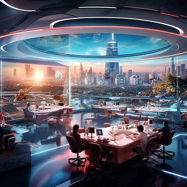 科幻，未来，办公空间Midjourney灵感图库-_设计智库－全球设计案例智能库_OJBKAI.COM-全球设计案例智能库_OJBKAI.COM设计智库