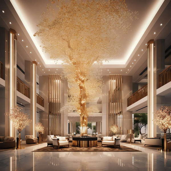 绿植空间酒店大堂Midjourney灵感图库-_设计智库－全球设计案例智能库_OJBKAI.COM-全球设计案例智能库_OJBKAI.COM设计智库