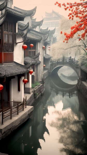 图片[4]-全球设计案例智能库_OJBKAI.COM意境江南小镇Midjourney灵感图库-_设计智库－全球设计案例智能库_OJBKAI.COM-全球设计案例智能库_OJBKAI.COM设计智库