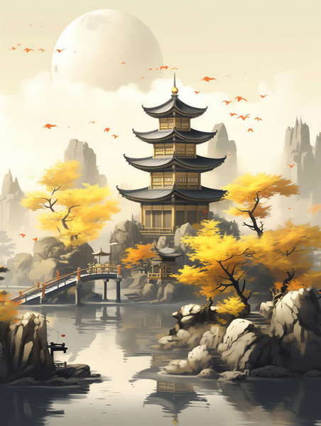 图片[4]-全球设计案例智能库_OJBKAI.COM庭林楼阁山水意境图Midjourney灵感图库-_设计智库－全球设计案例智能库_OJBKAI.COM-全球设计案例智能库_OJBKAI.COM设计智库