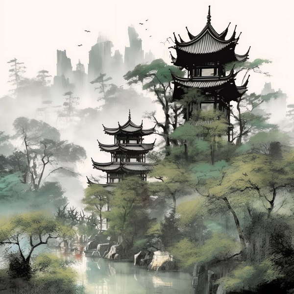 图片[24]-全球设计案例智能库_OJBKAI.COM庭林楼阁山水意境图Midjourney灵感图库-_设计智库－全球设计案例智能库_OJBKAI.COM-全球设计案例智能库_OJBKAI.COM设计智库