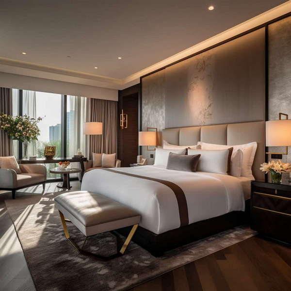 酒店客房Midjourney灵感图库-_设计智库－全球设计案例智能库_OJBKAI.COM-全球设计案例智能库_OJBKAI.COM设计智库