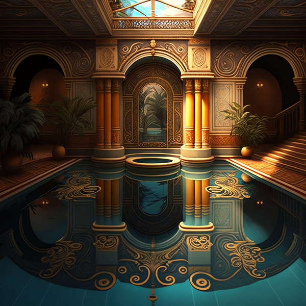 彩虹色泳池Midjourney灵感图库-_设计智库－全球设计案例智能库_OJBKAI.COM-全球设计案例智能库_OJBKAI.COM设计智库