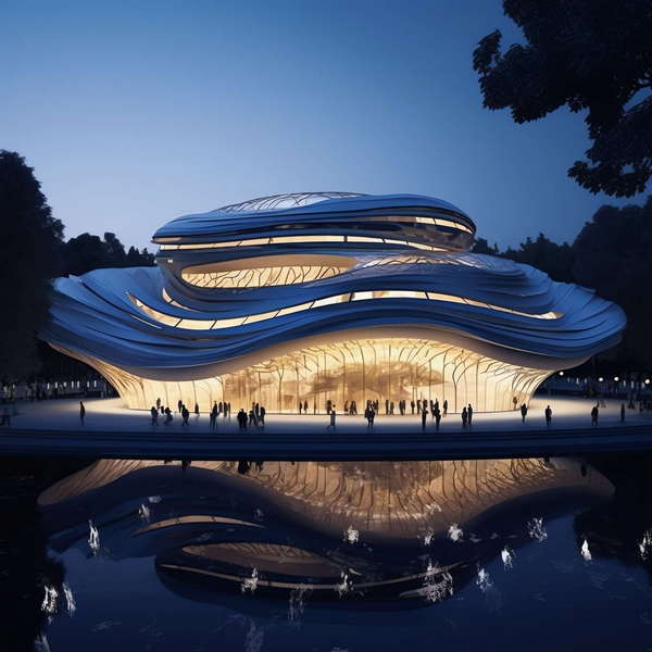 艺术感商业中心建筑外观Midjourney灵感图库-_设计智库－全球设计案例智能库_OJBKAI.COM-全球设计案例智能库_OJBKAI.COM设计智库