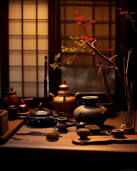 中式禅意茶具Midjourney灵感图库-_设计智库－全球设计案例智能库_OJBKAI.COM-全球设计案例智能库_OJBKAI.COM设计智库