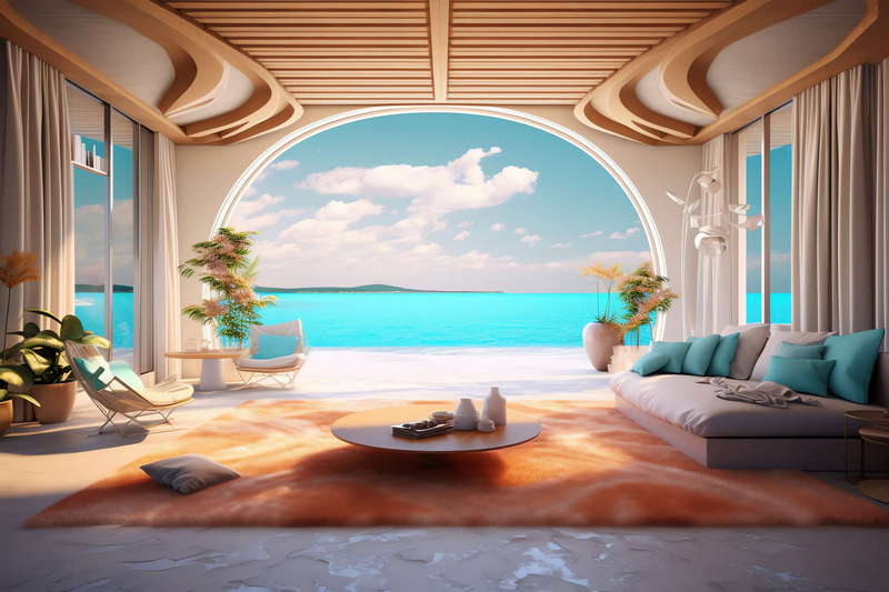 酒店民宿客厅Midjourney灵感图库-_设计智库－全球设计案例智能库_OJBKAI.COM-全球设计案例智能库_OJBKAI.COM设计智库