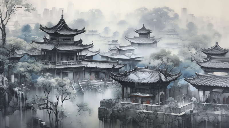 图片[30]-全球设计案例智能库_OJBKAI.COM庭林楼阁山水意境图Midjourney灵感图库-_设计智库－全球设计案例智能库_OJBKAI.COM-全球设计案例智能库_OJBKAI.COM设计智库