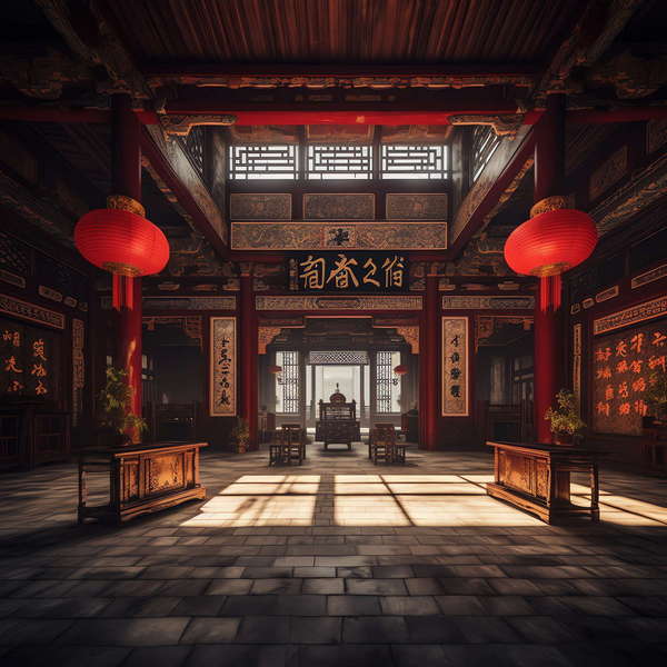 中式酒店大堂Midjourney灵感图库-_设计智库－全球设计案例智能库_OJBKAI.COM-全球设计案例智能库_OJBKAI.COM设计智库