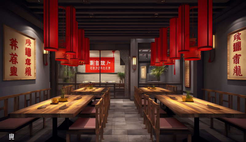 新中式餐饮空间Midjourney灵感图库-_设计智库-全球设计案例智能库_OJBKAI.COM-全球设计案例智能库_OJBKAI.COM设计智库