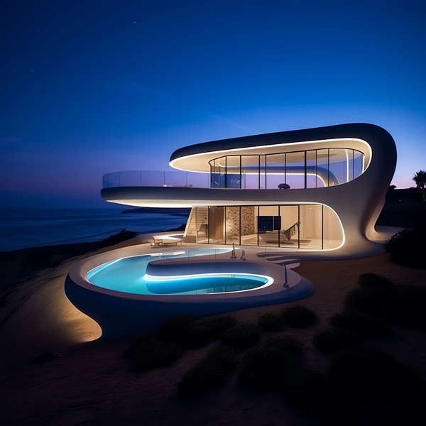 别墅建筑外观Midjourney灵感图库-_设计智库－全球设计案例智能库_OJBKAI.COM-全球设计案例智能库_OJBKAI.COM设计智库